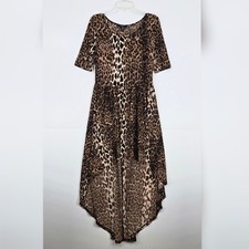 Forever 21 Y2K Short sleeve Cheetah Print Hi Lo Midi Dress sz M NWT