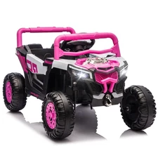 12V Kids Electric Car Ride On UTV Truck w/Remote,LED, Power Wheels Toys, Pink