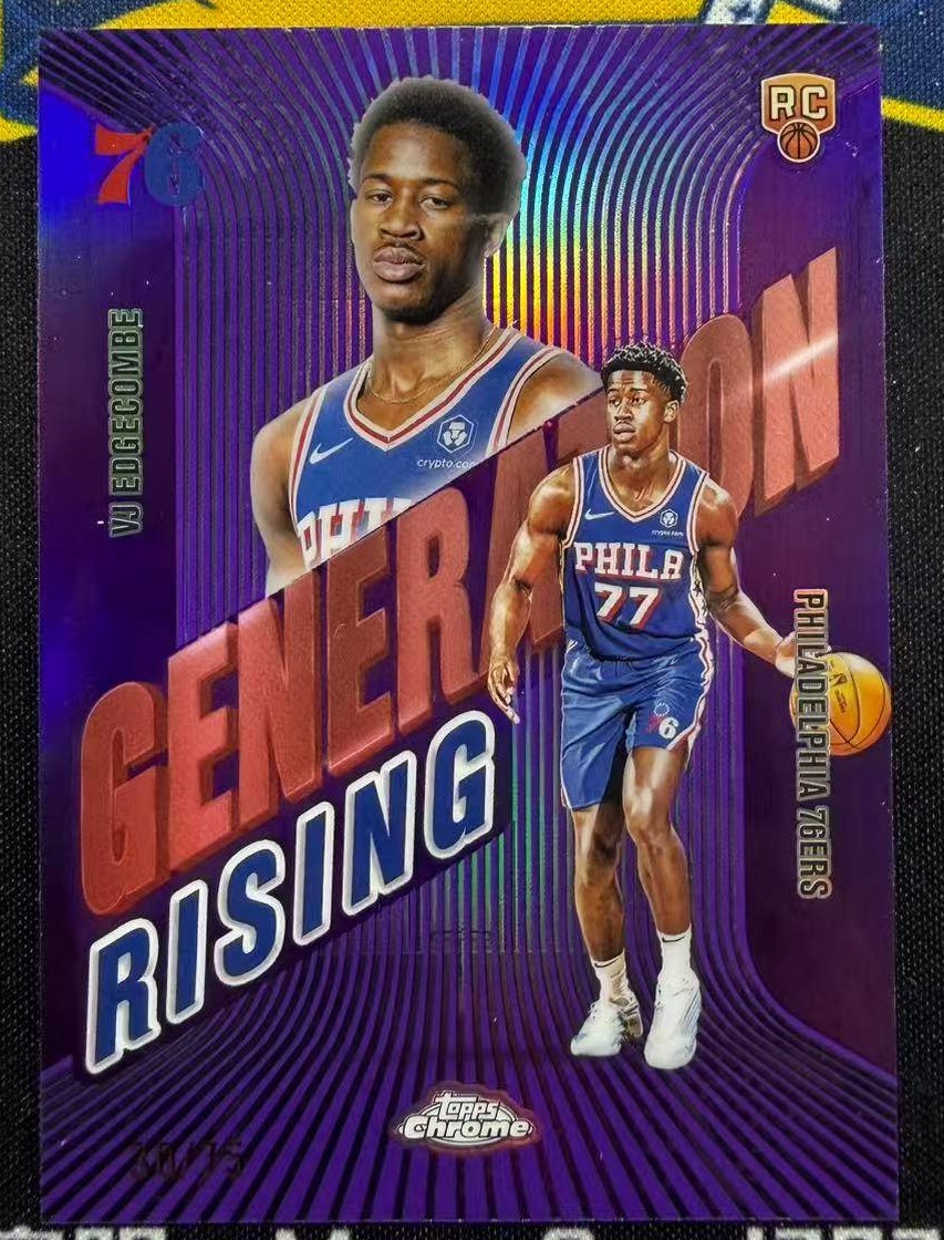 2025-26 Topps Chrome Vj Edgecombe RC Generation Rising Purple /75