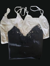US Vintage Lot 3 Lace Camisoles 1 SEARS 1 JCPENNY 1 Unbranded 38" Large EVC