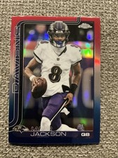 2025 Topps Chrome Football Lamar Jackson Red White and Blue Refractor #24 🔥🔥