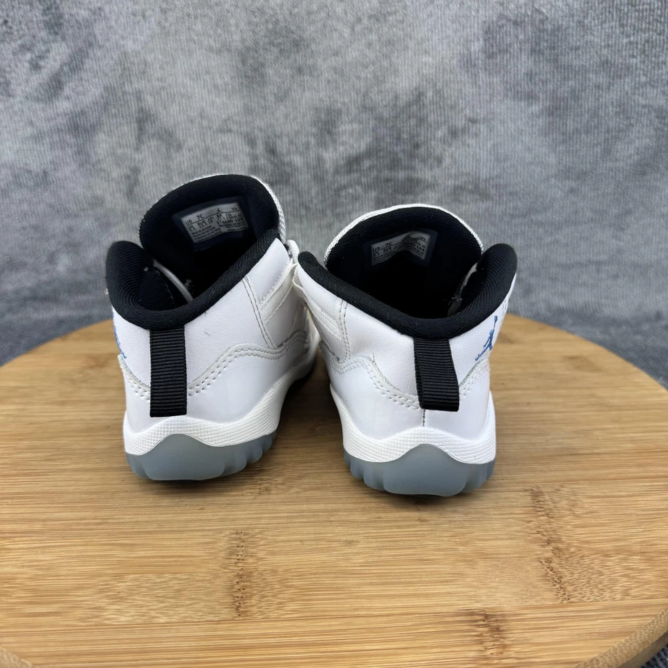 Nike Air Jordan 11 Zapatos Niño Pequeño Talla 7C Blanco Leyenda Azul Tenis 378040-104 Foto 4 de 4