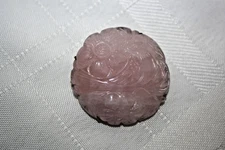 Vintage Gold Filled Carved Rose Quartz 1.5" Brooch Pin or Pendant