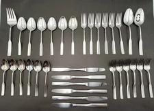 Oneida Antares Flatware Stainless Set 33 Pcs Serving For 6 Place Vtg