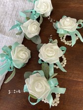 Wedding Prom 3 Corsage and 3 Boutonniere Set of 6. Handmade