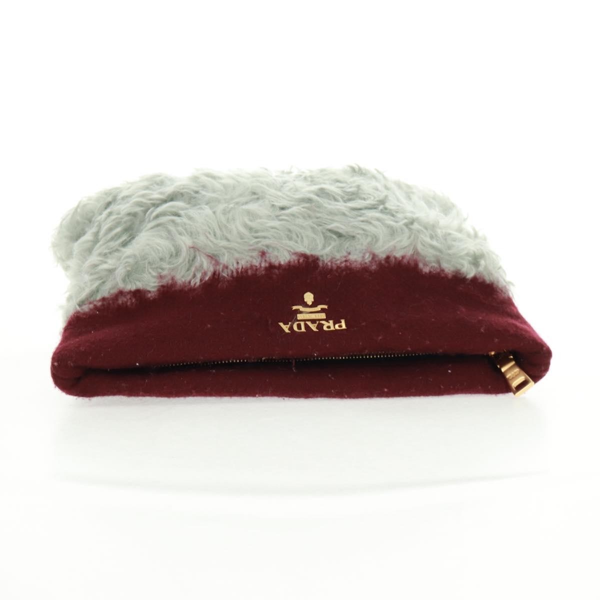 PRADA Clutch Bag Fur Bordeaux Gold Auth 168291V thumbnail 6