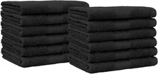 Amazon Basics Cotton Washcloths for Face, Soft, Absorbent, 12 Pack, Black