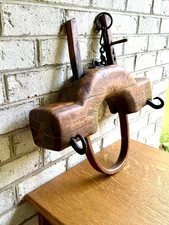 Antique Single Ox Yoke | Large Ox Yoke | Rustic Wood and Steel Single Ox Yoke