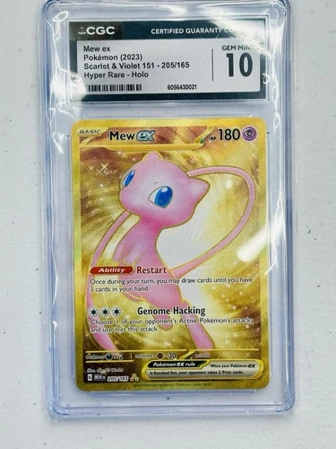 Graded CGC Gem Mint 10 Mew ex 205/165 Sv: Scarlet & Violet 151 Holo