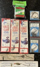 Fishing Lures: 18 Eagle Claw hooks, Swivels, Moon Lites, Strike Master Spinners