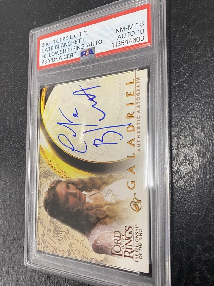 Autógrafo auténtico Topps LOTR Cate Blanchett 2001 Galadriel; PSA automático 10/PSA 8 Foto 3 de 4
