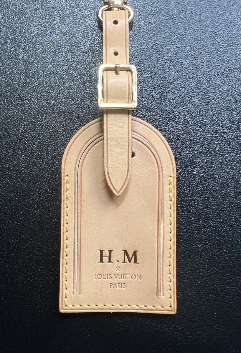 Louis Vuitton Leather Name Tag w/ HM Embossed Initials Gold-tone