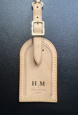 Louis Vuitton Leather Name Tag w/ HM Embossed Initials Gold-tone