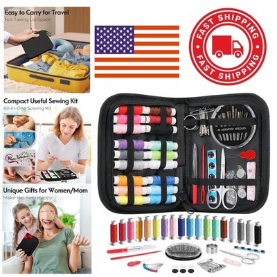 Sewing Kit for Beginners Portable Black Oxford Cloth Bag with Thread and Needles