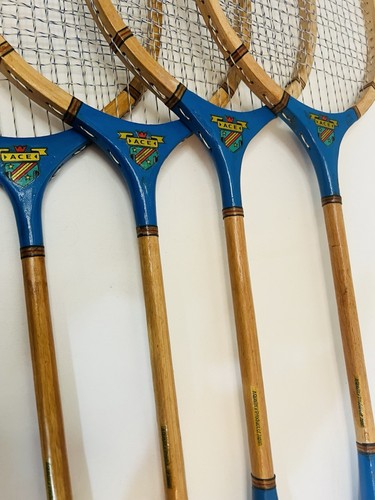 Vintage Ace Wooden Badminton 26” Racquet Lot 4 Racquets Made In Japan - Picture 3 of 11