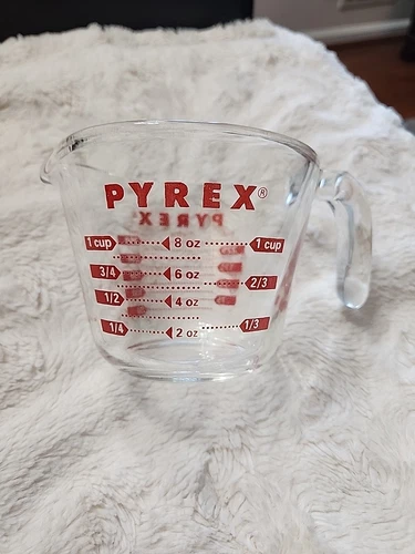 Vintage Pyrex 1 Cup Measuring Cup Clear Glass Red Lettering