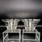 (2) MCM V-Shaped Stemless Martini Cocktail Glasses Curved Rim Clear Glass