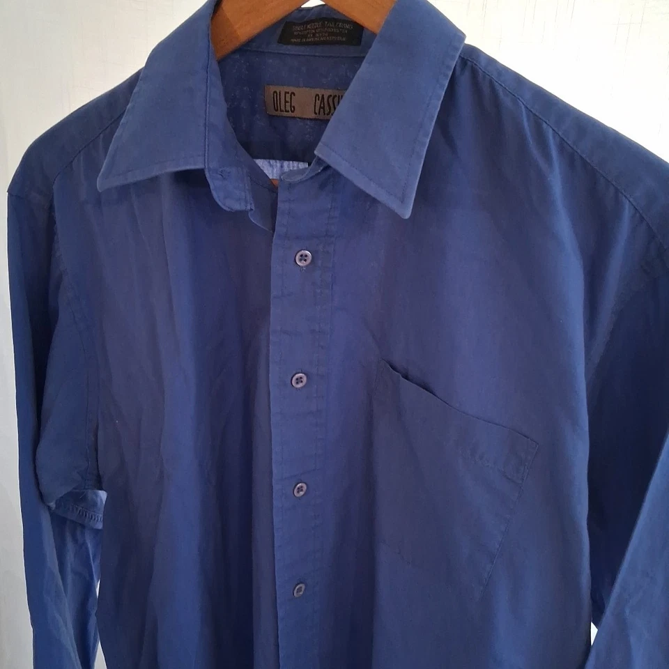 Camisa de vestir Oleg Cassini abotonada para hombre boda oficina talla 34/35 Foto 3 de 4
