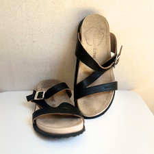 Kickers schwarze Ledersandalen mit Riemen, Gr...