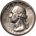 1932-P Washington Silver Quarter 25c Philadelphia Almost Uncirculated AU+