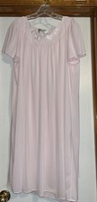 Vintage Miss Elaine Pink Embroidered Nightgown Flutter Sleeve Cottagecore Sz 1X