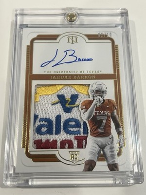 JAHDAE BARRON - 2025 Panini Collegiate National Treasures RC NT Patch Auto /10