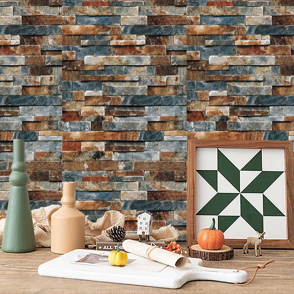 Papel Pintado Ladrillo Piedra Pelar y Pegar Papel Pintado 17.5" X 300" Papel Ladrillo Auto... Foto 2 de 4