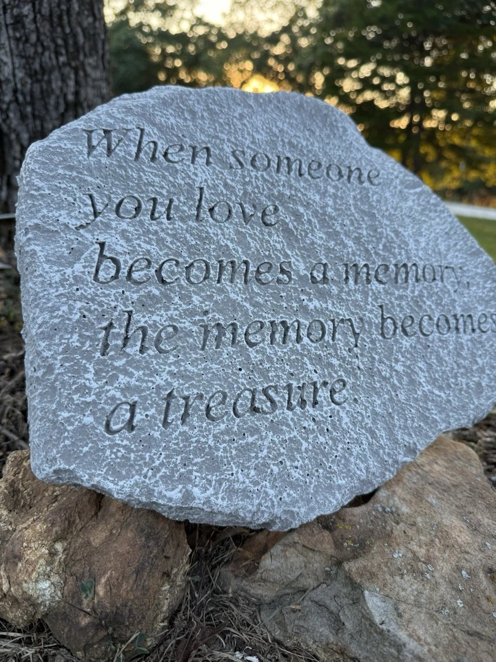Piedra conmemorativa hormigón jardín adorno decoración patio arte memoria se convierte en un tesoro Foto 3 de 4