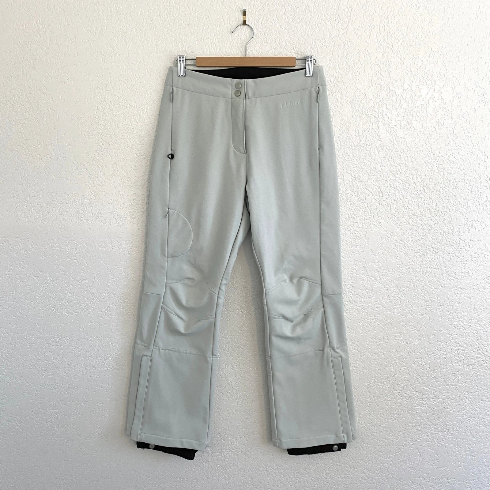 L.L. Bean Softshell Fleece-Lined Ski Pants Taupe Off-White Womens Size Small