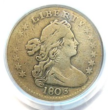 1803 Draped Bust Half Dime H10C Large 8 - Certified PCGS Genuine - Rare Date