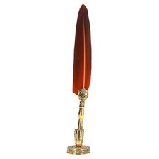 Feather Pen Vintage Elegant Stainless Steel Writing Quill Pen Orange Part.
