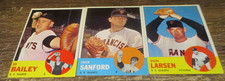 3) 1963 Topps SF Giants baseball cards #163 Larsen #325 Sanford #368 Ed Bailey