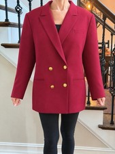 Vintage Christian Dior 100 Wool Blazer Burgundy with CD Gold Buttons