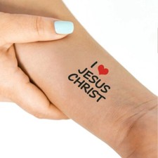 I Love Jesus Christ Set of 2 - I Love Jesus Christ Temporary Tattoos Religion