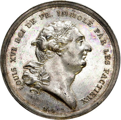 FRANCE Royal Louis XVI (1774–1793) Silver Medal 1793 F. Loos
