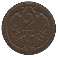 1907 Austria 2 Heller – Austro-Hungarian Coin