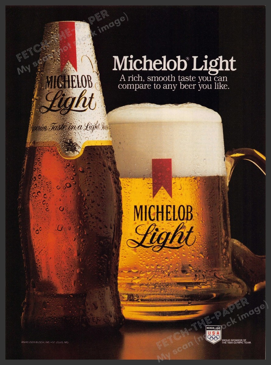 Michelob Light 1980s Print Advertisement 1984 Beer Bottle & Mug | eBay