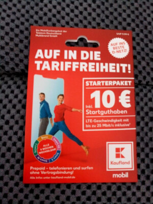 Kaufland-Mobil Prepaid Sim Karte DE Nummer mit 10,00   Startguthaben