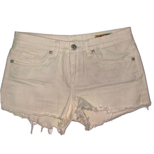 En Blanco Talla 28 Para Mujer Corta Pantalones Cortos De Jean Decoración  Remache Bloque De Color Crema | eBay