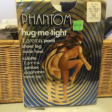 vintage Phantom Lycra tights nude pantyhose w/ model med navy