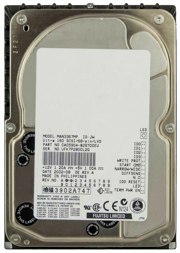 Hard Fujitsu MAN3367MP 36GB 10000U/Min 8MB SCSI Ultra 160 68-PIN 3.5 " Inch - Image 2 of 3