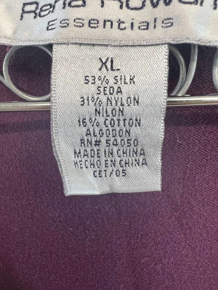 Rena Rowan Essentials Purple Short Sleeve Top Silk Blend Shirt Women's Size XL - Image 3 of 4