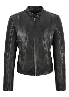 SUPREME Damenjacke schwarz Napa lässig klassische Echtlederjacke 2411