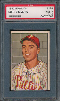 1952 Bowman Curt Simmons Philadelphia Phillies PSA 7 (OC) NM