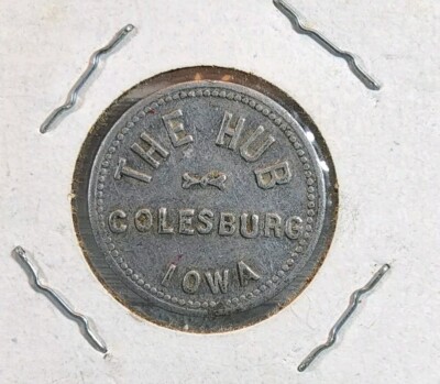 ROTATE 11285623182318 関税送料込 Vintage Trade Token ~ The Hub ~ Colesburg, Iowa ~ 5 Cents In