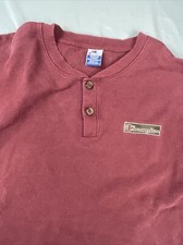 Vintage Champion Henley Shirt Mens L Maroon Pullover Made In USA Heavyweight