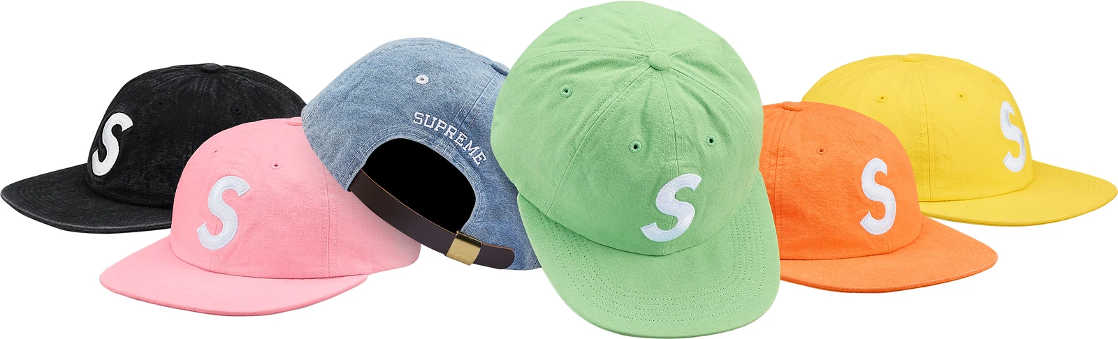 Supreme Washed Chambray S logo 6 panneaux capuchon noir OS S/S 18