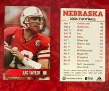 2006 NEBRASKA HUSKERS  FOOTBALL POCKET SCHEDULE ZAC TAYLOR 