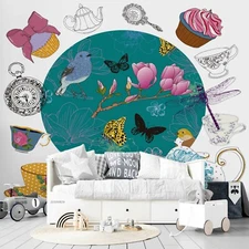 3D Cartoon Pattern Wallpaper Wall Mural Removable Self-adhesive Sticker4430