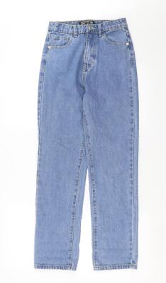 PRETTYLITTLETHING Damen Jeans blau Baumwollmischung gerade Größe XS W26 L29in Reg